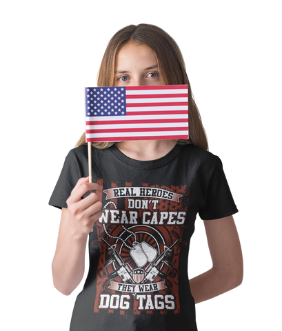 Real Hero's Don't Wear Capes, They Wear Dog tags - Unisex Basic Softstyle T-Shirt | Gildan 64000