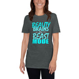 Beauty Brains Beast Mode (Blue) - Basic Softstyle T-Shirt | Gildan 64000