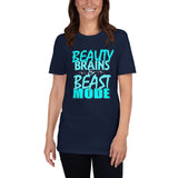 Beauty Brains Beast Mode (Blue) - Basic Softstyle T-Shirt | Gildan 64000