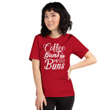 Coffee, Guns & Messy Buns - Unisex Staple T-Shirt | Bella + Canvas 3001 - Multiple Colors Avail.